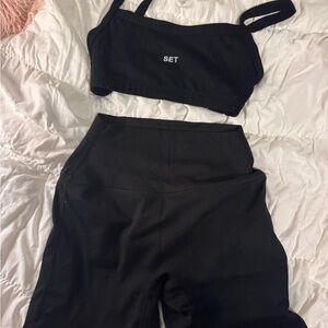 Black SET Activewear Top and shorts